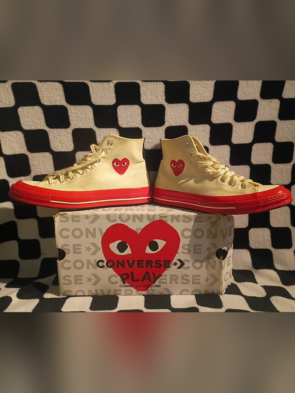 Converse Chuck 70 Hi x Comme des Garçons PLAY - Pristine/Red. Size 8.5M